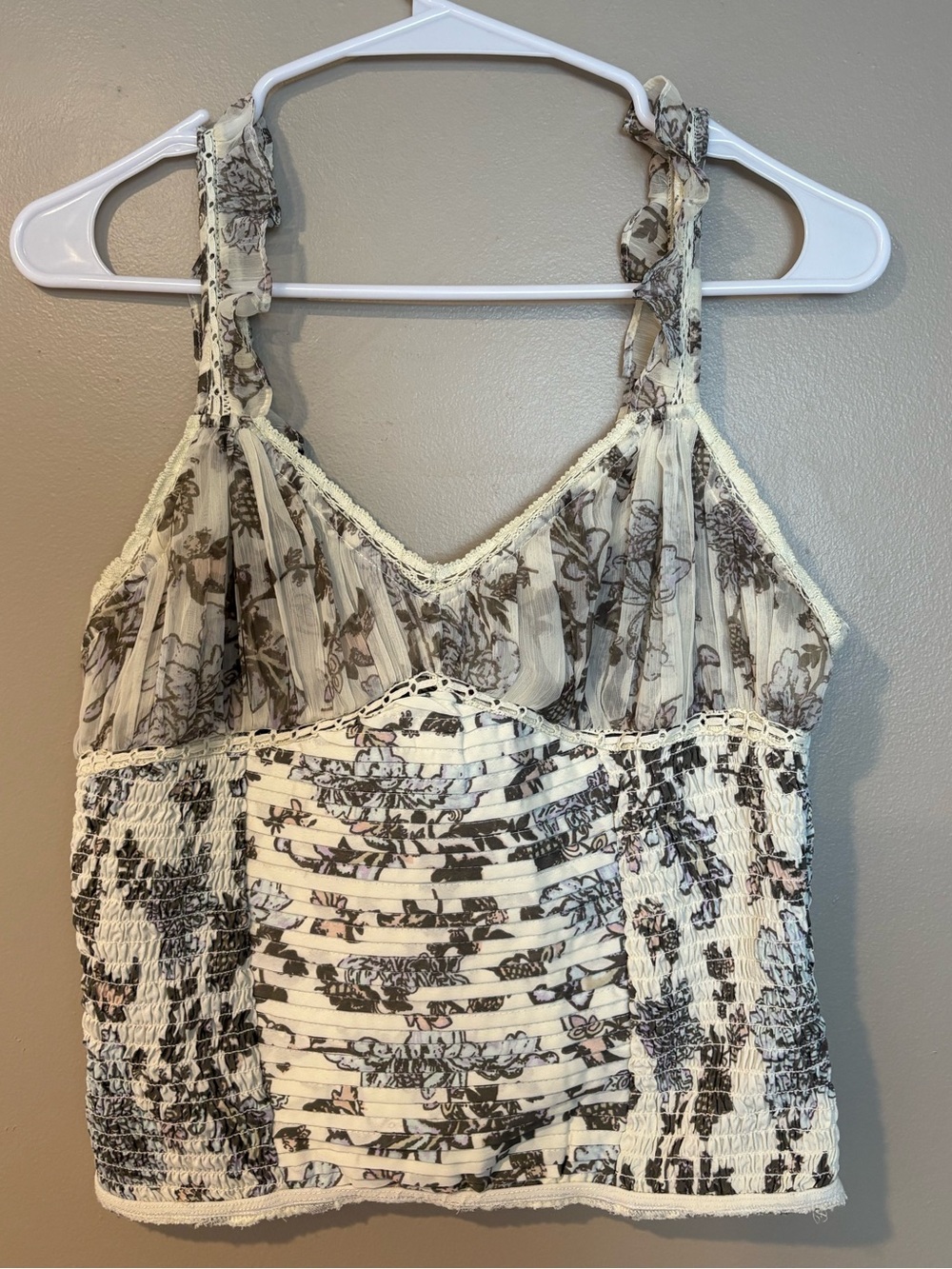 free people lace boho ruffle cropped tank top sheer romantic rustic fairy - Picture 3 of 8